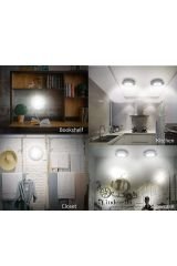 Uzaktan Kumandalı Kablosuz 3'lü Led Spot Lambalar Yapışkanlı Dolap Altı Işığı