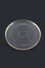 Altın Yaldızlı Kristal 6'lı Cam Çerezlik Sunum Tabağı 16cm Sunumluk Tabak