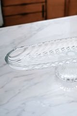 Ayaklı Cam Sunumluk Kayık Tabak Servis Kristal 38cm