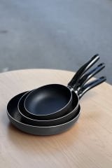 3'lü Teflon Tava Seti 16-20-24 cm Siyah Teflon
