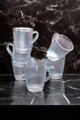 6lı Cam Kulplu Kupa Bardak Kahve Çay Bardağı 170ml
