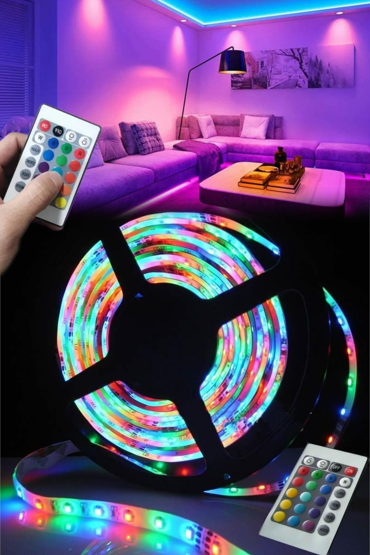 5 Metre 20 Fonksiyonlu Uzaktan Kumandalı RGB Gaming Led Şerit Işık