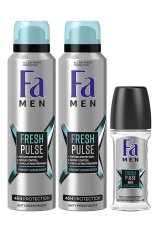 Fa Deodorant Men Fresh Pulse 150ml x 2 adet+Roll-on Men Fresh Pulse 50ml