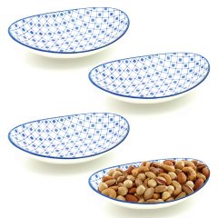 4lü Porselen Kayık Oval Desenli 18cm Mavi TR-1091