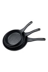 Döküm Granit 3'lü Tava Set 20-24-28 cm Siyah