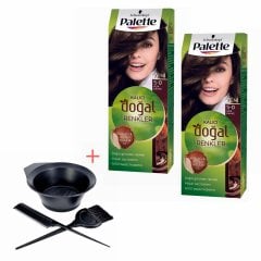 Palette Kalıcı Doğal Renkler 5-0 Açık Kahve X 2 Adet + Boyama Seti