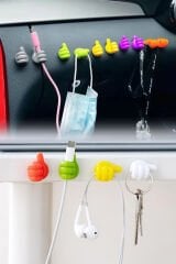 10 Adet Yapışkanlı Silikon Başparmak Kablo Diş Fırçası Anahtarlık Bitki Dal Tutucu Askı