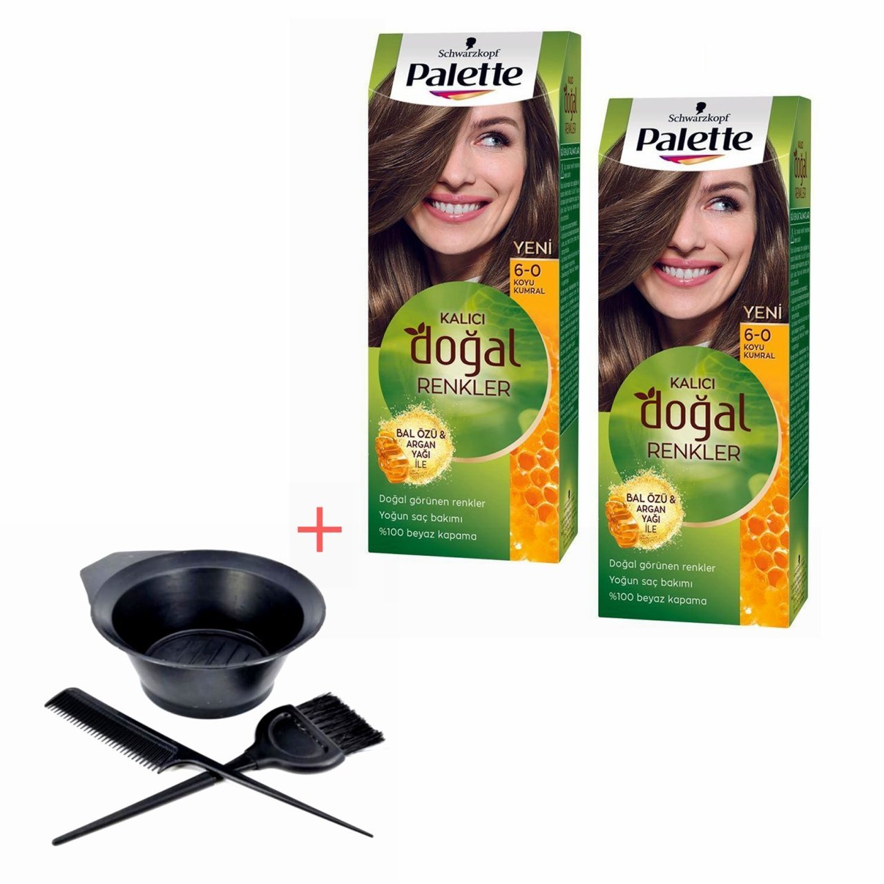 Palette Kalıcı Doğal Renkler 6-0 Koyu Kumral X 2 Adet + Boyama Seti