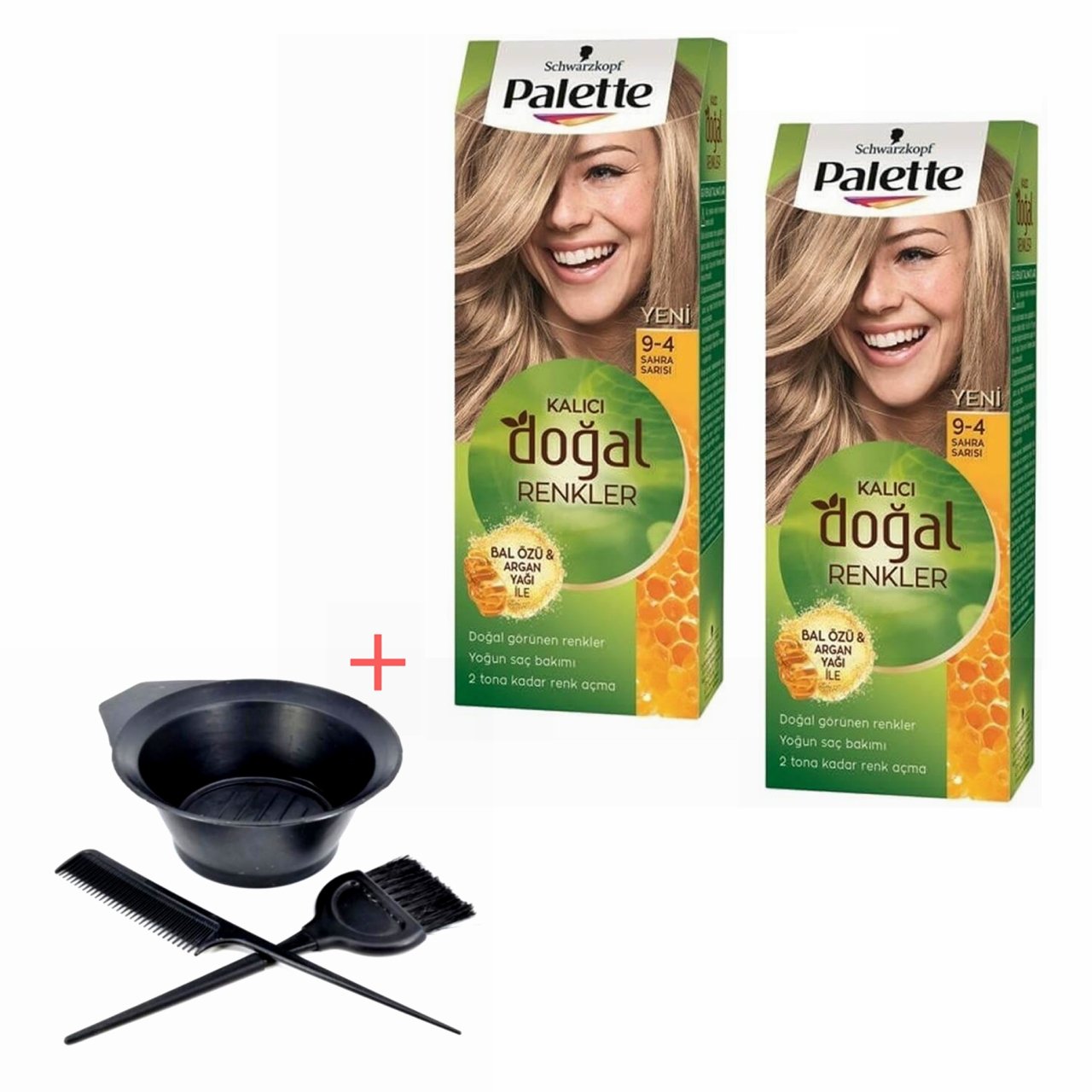 Palette Kalıcı Doğal Renkler 9-4 Sahra Sarısı X 2 Adet + Boyama Seti