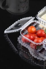 Akrilik Şeffaf Boncuklu 6’lı Kapaklı Kahvaltılık Seti