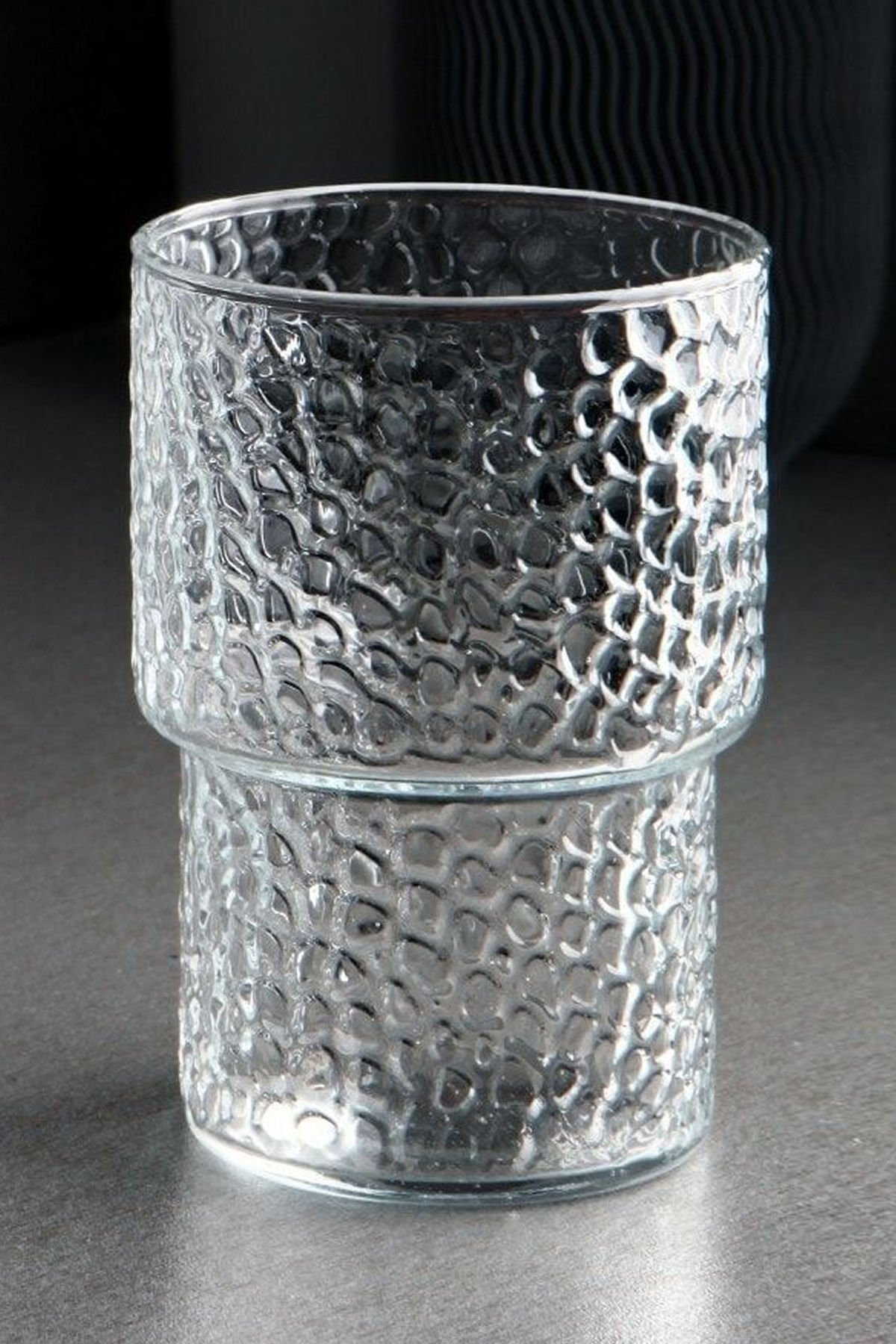 4lü Kabartma Desen Origami Cam Bardak 300ml