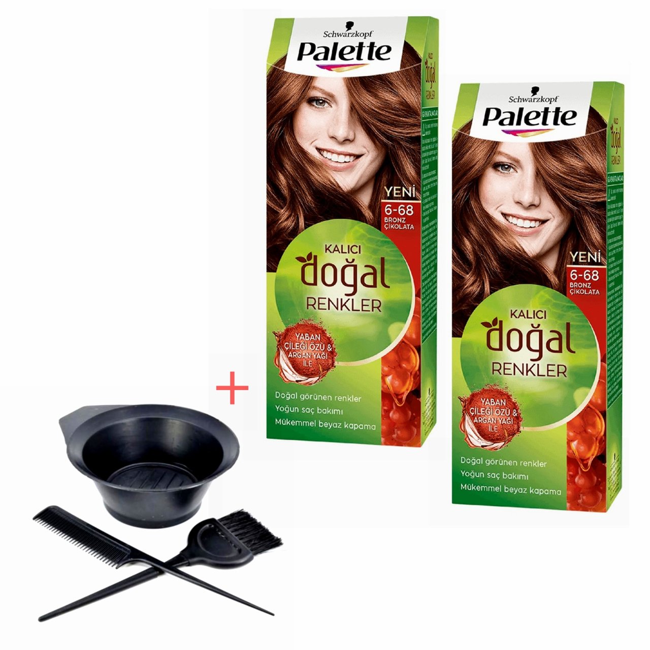 Palette Kalıcı Doğal Renkler 6-68 Kızıl Çikolata X 2 Adet + Boyama Seti