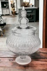 Üfleme Cam Drajelik Kurabiyelik Kavanoz Fanus Şekerlik 31cm Maria