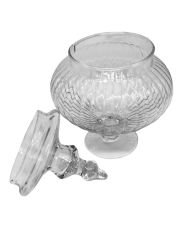 Üfleme Cam Drajelik Kurabiyelik Kavanoz Fanus Şekerlik 31cm Maria