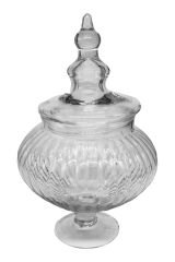 Üfleme Cam Drajelik Kurabiyelik Kavanoz Fanus Şekerlik 31cm Maria