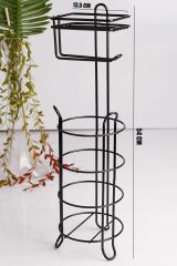 Yuvarlak Siyah Standlı Yedekli Çok Amaçlı Wc Kağıtlık