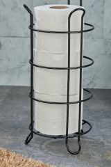 Yuvarlak Siyah Standlı Yedekli Çok Amaçlı Wc Kağıtlık