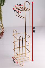 Kare Siyah Standlı Yedekli Çok Amaçlı Wc Kağıtlık - Siyah Kare