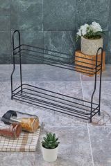 2 Katlı Metal Standl 9'lu Cam Kavanoz Ve Baharatlık Seti Siyah