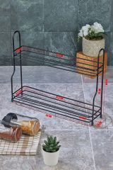 2 Katlı Metal Standl 9'lu Cam Kavanoz Ve Baharatlık Seti Siyah