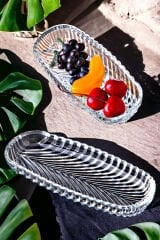 2’li Cam Kayık Tabak Santa Balık Sırtı DesenliSunumluk 20x8cm