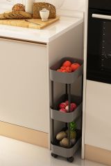 Lizbon Çok Amaçlı 3 Katlı Evye Altı Düzenleyici Dolap Içi Tegah Altı Tekerlekli Organizer Gri