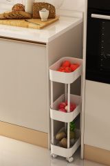 Lizbon Çok Amaçlı 3 Katlı Evye Altı Düzenleyici Dolap Içi Tegah Altı Tekerlekli Organizer Beyaz