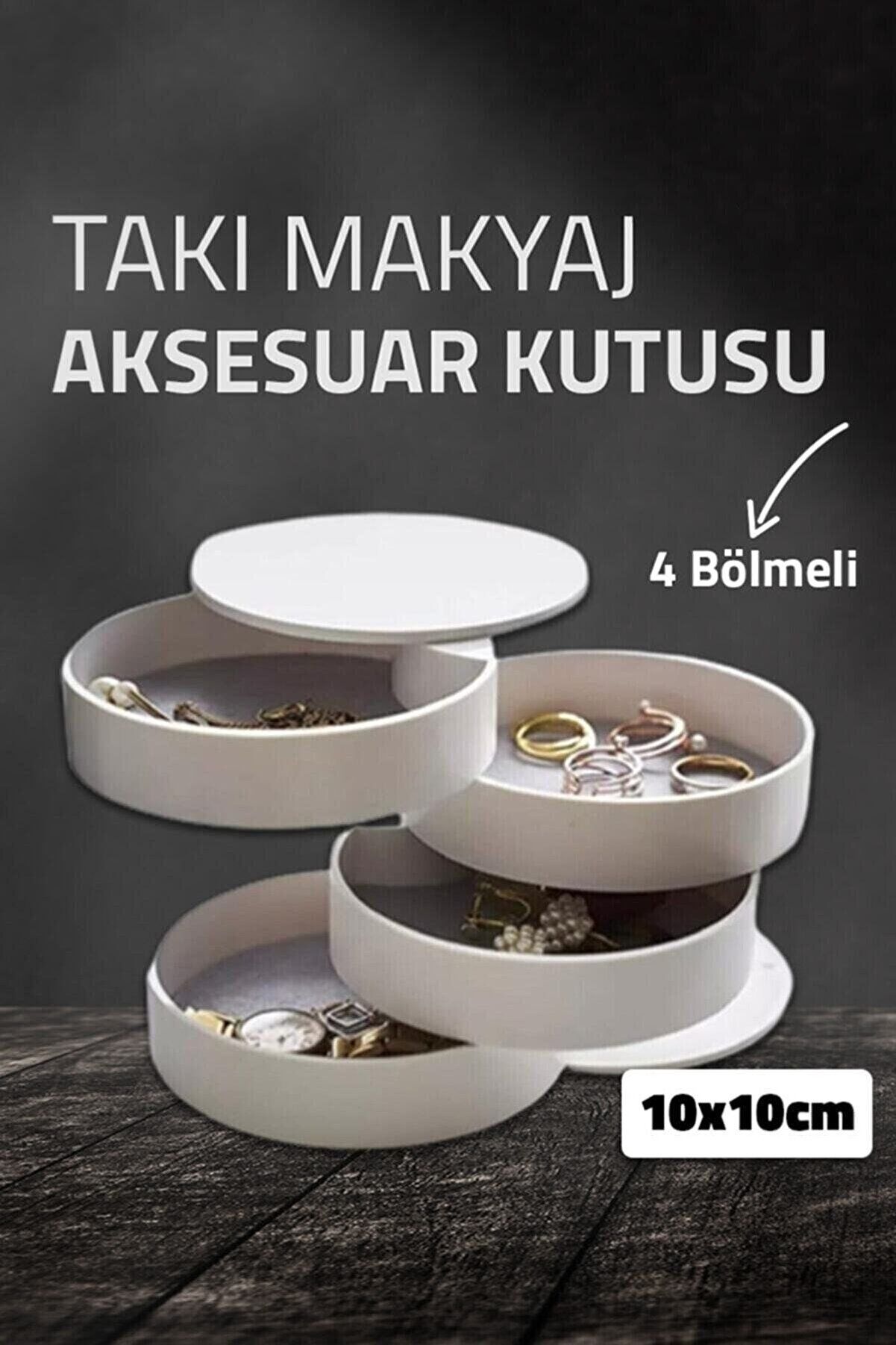 Organizer 10x10 Cm Şık Düzenleyici Takı Makyaj Aksesuar Kolye Yüzük Düğme Kutusu Plastik