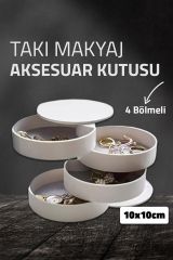 Organizer 10x10 Cm Şık Düzenleyici Takı Makyaj Aksesuar Kolye Yüzük Düğme Kutusu Plastik