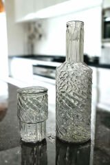 Kristal Başucu Sürahi Karaf Şişe ve Cam Bardaklı Sürahi 1,25lt