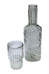 Kristal Başucu Sürahi Karaf Şişe ve Cam Bardaklı Sürahi 1,25lt