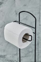 Siyah Çizgili Yuvarlak Kovalı Wc Kağıtlık Seti