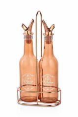 Rosegold Metal Standlı Yağlık ve Sirkelik Seti 330 cc Paris La Maison Yazılı