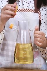 Bambu Kapaklı Borosilikat Cam Yağlık Sirkelik Yağdanlık 1 Litre