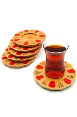 6'lı Ahşap Çay Bardak Altlığı Bambu Çay Tabağı 11cm