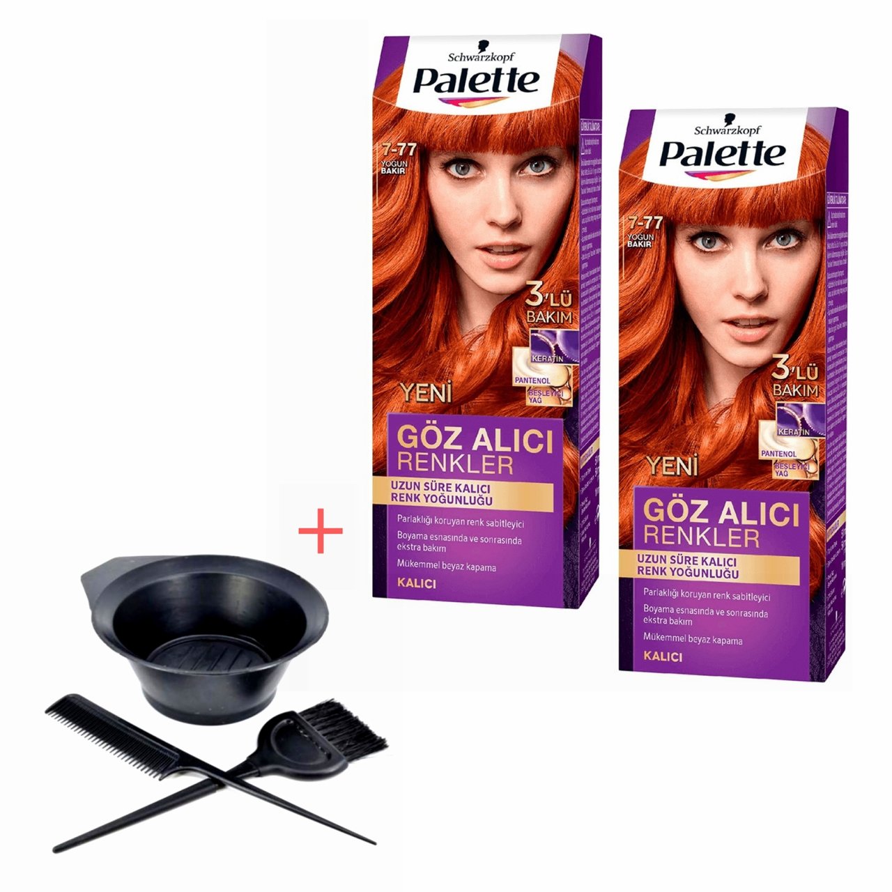 Palette Göz Alıcı Renkler 7-77 Yoğun Bakır X 2 Adet+Boyama Seti