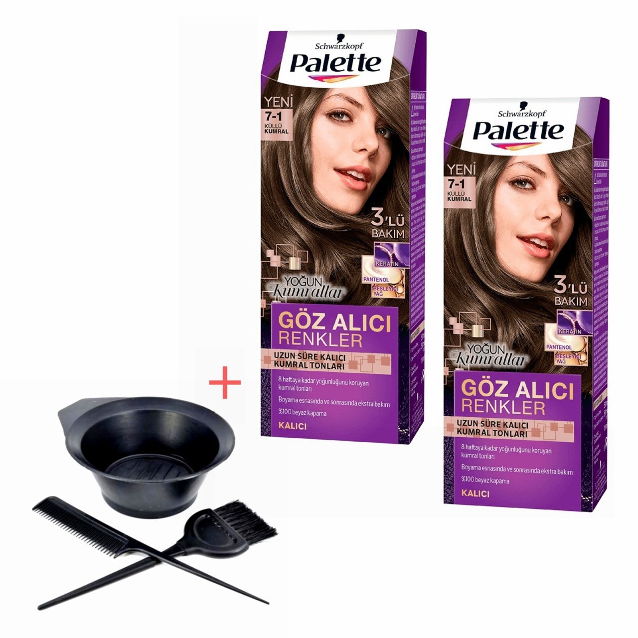 Palette Göz Alıcı Renkler 7-1 Küllü Kumral X 2 Adet+Boyama Seti