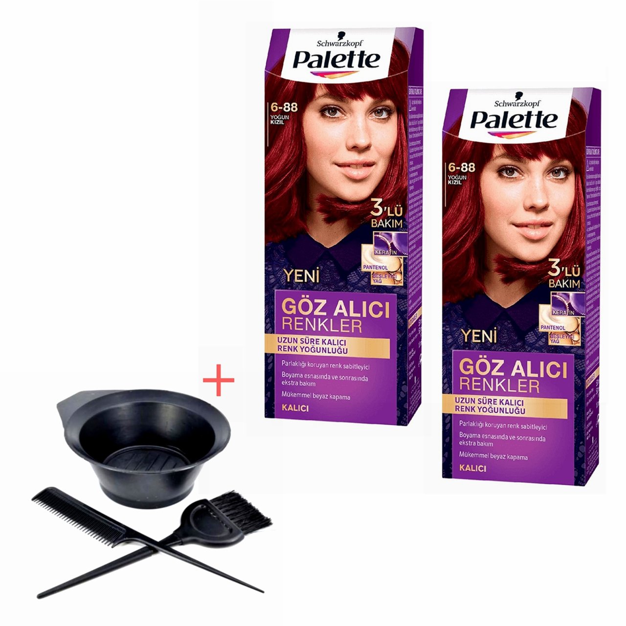 Palette Göz Alıcı Renkler 6-88 Yoğun Kızıl X 2 Adet+Boyama Seti