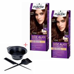 Palette Göz Alıcı Renkler 5-57 Işıltılı Kızıl Kahve X 2 Adet+Boyama Seti