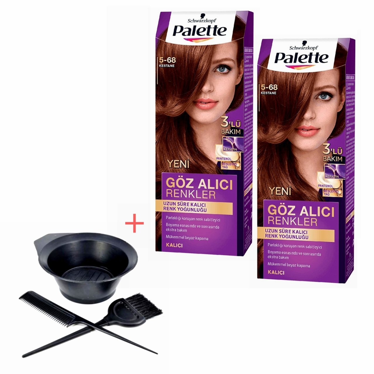 Palette Göz Alıcı Renkler 5-68 Kestane X 2 Adet+Boyama Seti