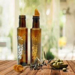Cam Yağlık Zeytin Dalı Desenli Gümüş ve Altın 250ml 2li