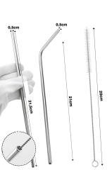 Paslanmaz 2'li Çelik Pipet ve Temizleme Fırçası