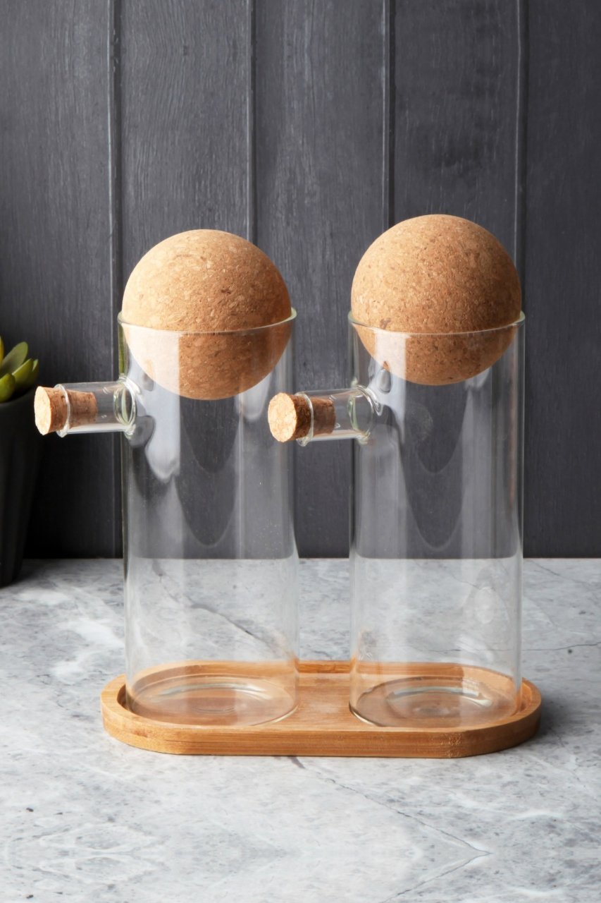 2li Borosilikat Cam Yağlık ve Sirkelik Bambu Tepsili Rome 13330