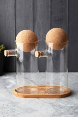 2li Borosilikat Cam Yağlık ve Sirkelik Bambu Tepsili Rome 13330