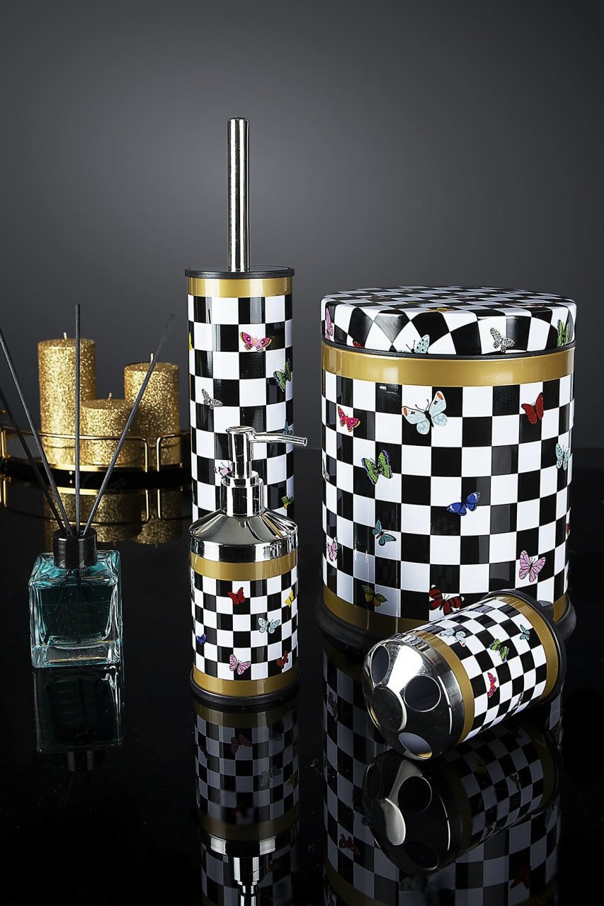 4'lü Banyo Takımı Modern Banyo Seti Mozaik Dama 5518